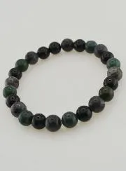 Armband met Mosagaat, Larvikiet, Zwarte Onyx - 8mm
