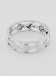 Opengewerkte Zilveren Ring Schelp en Anker - Maat 64