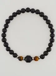 Armband met Tijgeroog en Zwarte Onyx - 6mm