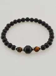 Armband met Tijgeroog en Zwarte Onyx - 6mm