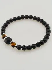 Armband met Tijgeroog en Zwarte Onyx - 6mm