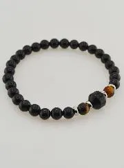 Armband met Tijgeroog en Zwarte Onyx - 6mm