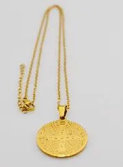 Religieus Collier Medaille van Sint Benedictus  - Goudkleurig