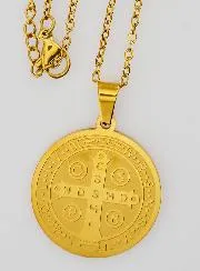 Religieus Collier Medaille van Sint Benedictus  - Goudkleurig