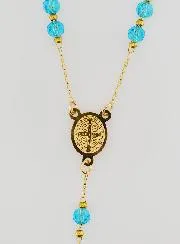 Rozenkrans Medaille van Sint Benedictus van Roestvrij Staal - Turkoois