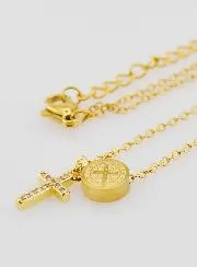 Halsketting voor Bescherming Heilige Benedictus Medaille en Kruis