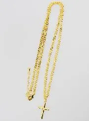 Religieuze Halsketting Gehamerd Kruis - Goudkleurig