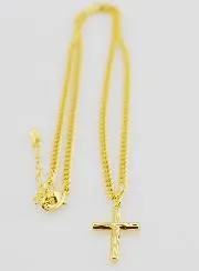 Religieuze Halsketting Gehamerd Kruis - Goudkleurig