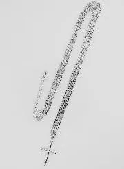 Religieuze Halsketting Gehamerd Kruis - Roestvrij staal