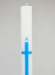 Processiekaars Alpha Omega 40cm - Blauw