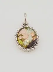 Medaillon met Bewerkte Rand 15mm - Pater Pio