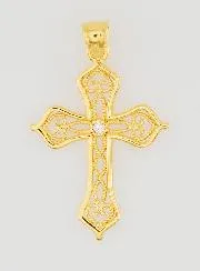 Vergulde Hanger Opengewerkt Kruis met Arabesken - 20mm