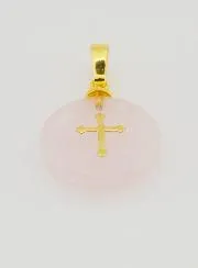 Doorzichtige Hanger met Kruis - Roze