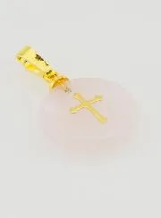 Doorzichtige Hanger met Kruis - Roze