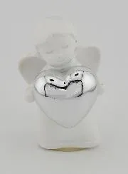 Engel met Zilverkleurig Hart - 6cm