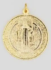 Grote Medaille van Heilige Benedictus Goudkleurig - 9,7cm