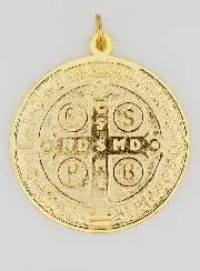 Grote Medaille van Heilige Benedictus Goudkleurig - 9,7cm