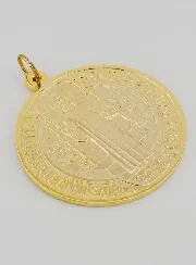 Grote Medaille van Heilige Benedictus Goudkleurig - 9,7cm