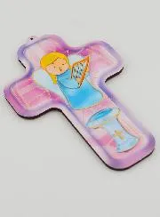 Houten Kruis voor Kind - Engel met Harp