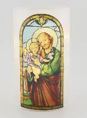 LED Windlicht met Gebed - Sint Jozef