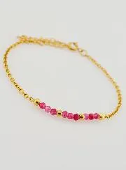 Armband van Roestvrij Staal met Roze Calcedoon