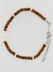 Armband met Kruis en Bruine Stenen