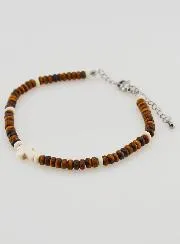 Armband met Kruis en Bruine Stenen