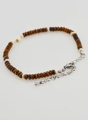 Armband met Kruis en Bruine Stenen