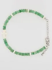 Armband met Kruis en Groene Glazen Stenen