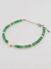 Armband met Kruis en Groene Glazen Stenen
