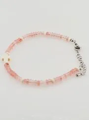 Armband met Kruis en Roze Glazen Stenen