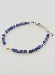 Armband met Kruis en Blauwe Stenen