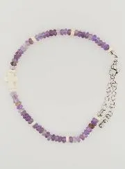 Armband met Kruis en Paarse Glazen Steentjes