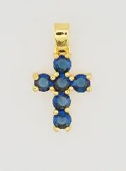 Kruis Hanger met Zirkonia - Blauw