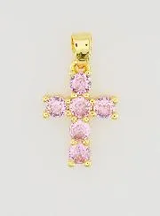 Kruis Hanger met Zirkonia - Roze