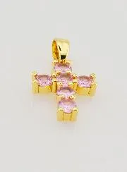 Kruis Hanger met Zirkonia - Roze