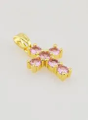 Kruis Hanger met Zirkonia - Roze