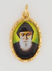 Medaillon met Gedraaide Rand 25mm - Heilige Charbel