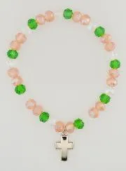 Armband met Kruis - Bonte Glaskralen
