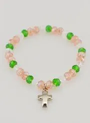 Armband met Kruis - Bonte Glaskralen