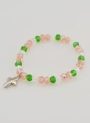 Armband met Kruis - Bonte Glaskralen