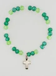 Armband met Kruis en Glazen Kralen - Groen