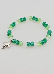 Armband met Kruis en Glazen Kralen - Groen