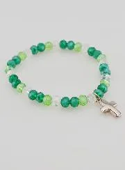 Armband met Kruis en Glazen Kralen - Groen