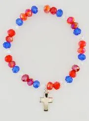 Armband met Kruis - Blauw Wit Rood