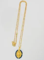 Wonderdadige Medaille gefacetteerde Kralen met Halsketting – Blauw