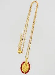 Wonderdadige Medaille Gefacetteerde Kralen met Ketting – Rood