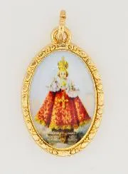 Medaillon met Gedraaide Rand, 25 mm - Kindje Jezus van Praag