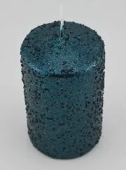 Kerstkaars met Glitters - Blauwgroen
