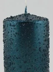 Kerstkaars met Glitters - Blauwgroen